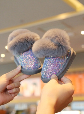 GSRG女宝宝雪地靴儿童软底女童加绒棉鞋冬季婴儿时尚雪地学步鞋子