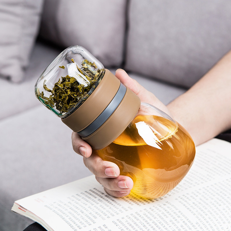 英国DHWA新款茶水分离玻璃杯男士高档泡茶杯子女生便携大容量水杯