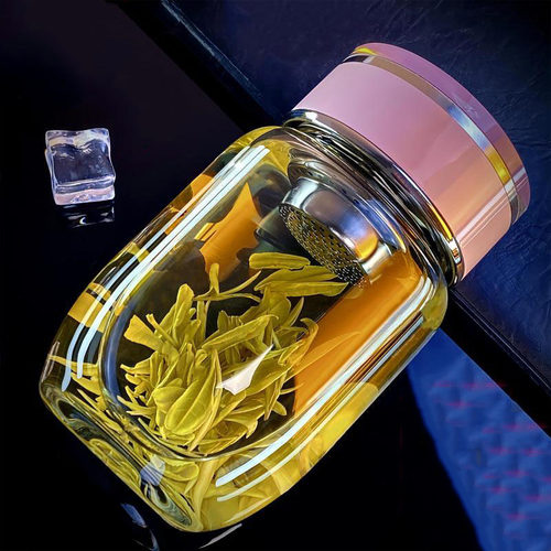 英国DHWA单层玻璃杯女士时尚简约泡茶杯加厚暖手商务家用带盖水杯