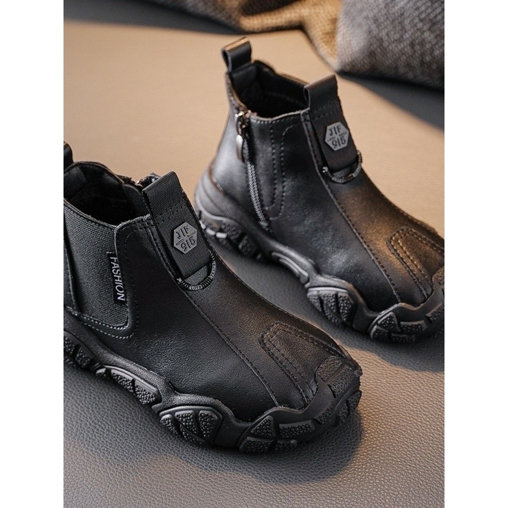 Next inss男童马丁靴2025秋冬真皮儿童短靴加绒宝宝女童雪地棉靴