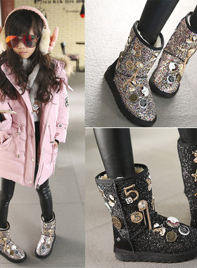 next MaxM儿童雪地靴2025冬季新款中大童保暖棉鞋女童防滑中筒靴