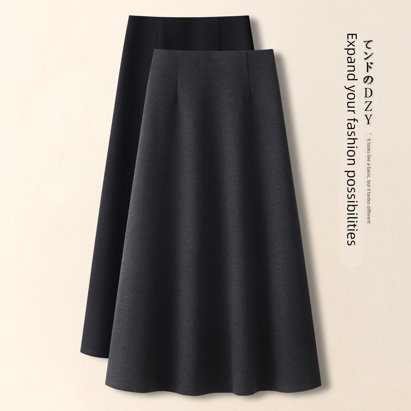 轻奢羊绒a字毛呢半身裙女秋冬2025新款灰色百褶中长裙羊毛呢伞裙