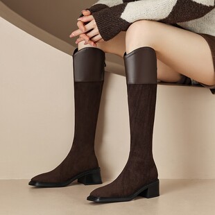 意大利设计师Corso Venezia不过膝长筒靴大粗腿长靴大筒围长靴