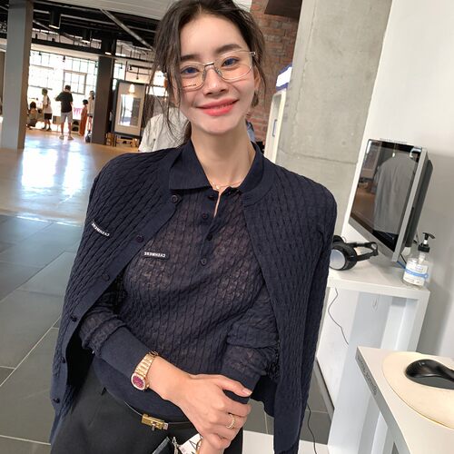 DORACTR 温婉如秋！紫标绞花针织套装女开 衫外套长袖polo衫两件