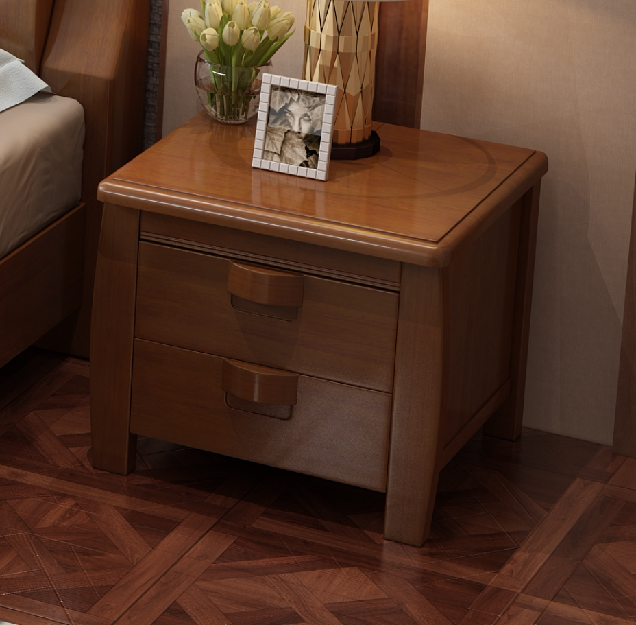 实木床头柜百搭胡桃色海棠色榉木色