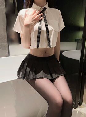 性感大码学生制服内衣JK超短裙甜美纯欲2023年新款春夏睡衣套装女