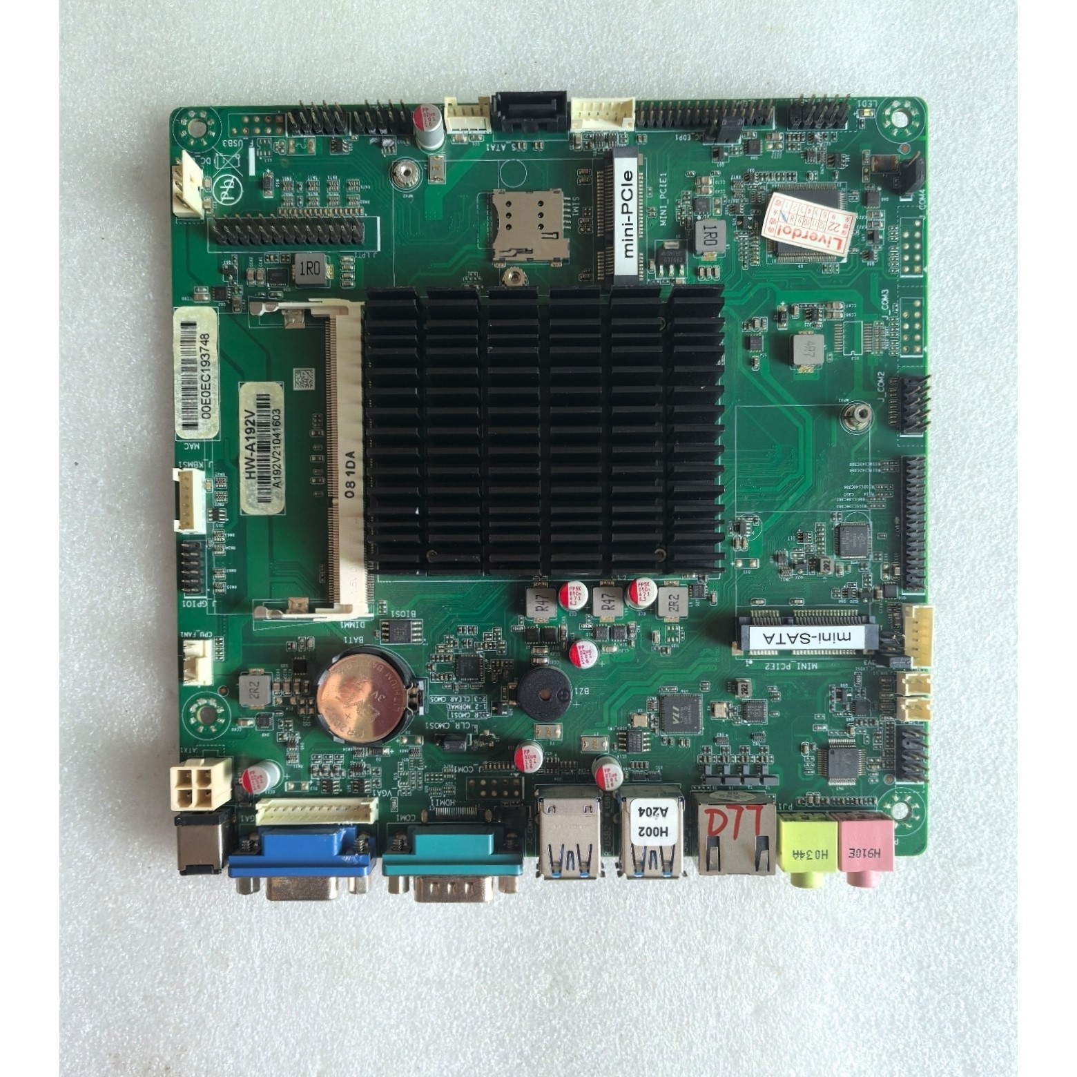 HW-A192V工控主板  J1900芯片,LVDS+ ED