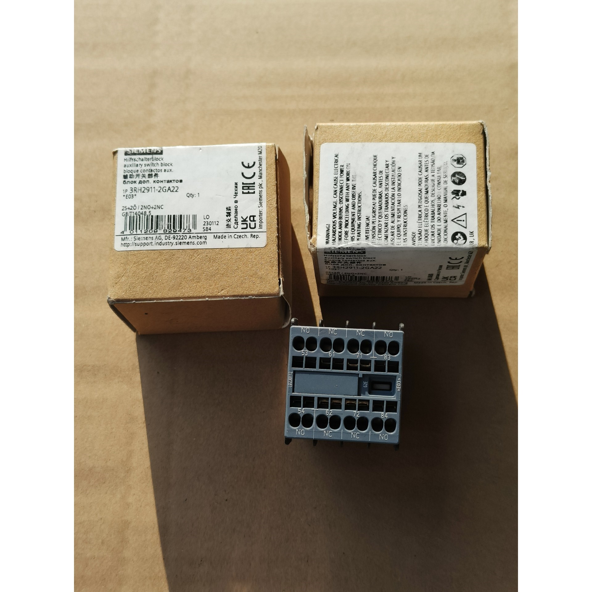 接触器辅助触头3RH2911-2GA22.全新原装进