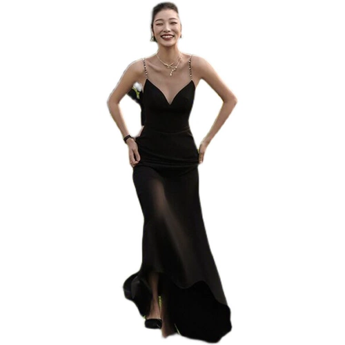 Топ с чашечками подходит для фотосессий для влюбленных, черное свадебное платье, красивая спина, крой «рыбий хвост»