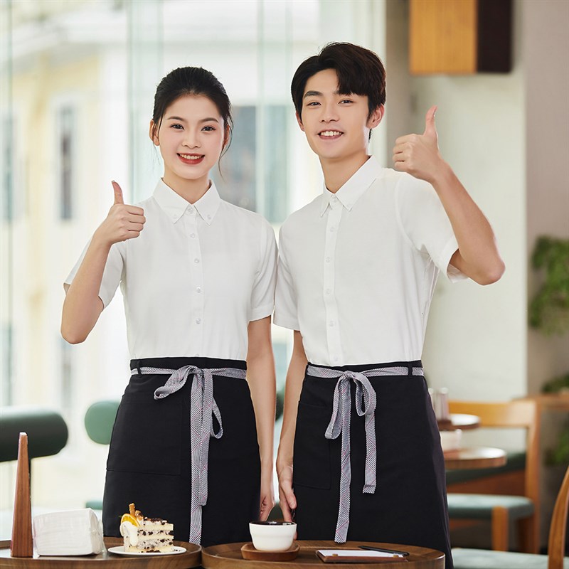 酒店工作服短袖衬衣火锅饭店服务员工装奶茶网咖啡餐饮快餐店夏装