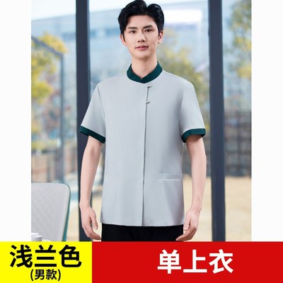 酒店服务员工作服短袖女中式餐饮餐厅茶楼火锅饭店员工夏季套装男