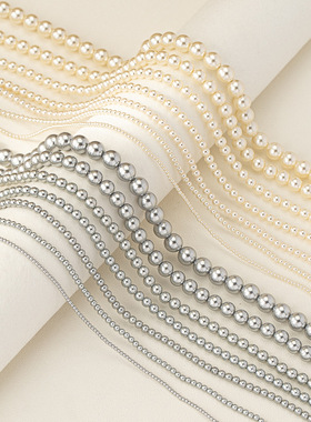 施家珍珠项链夏季不掉色女百搭感饰品串珠锁骨链毛衣项饰