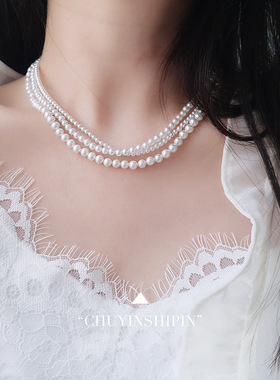 小众气质饰品s925纯银贝壳珍珠项链个性轻奢感贝珠女款锁骨链
