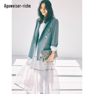 蕾丝拼接连衣裙 Apuweiser 圆领长袖 新品 24164320 riche2024春季