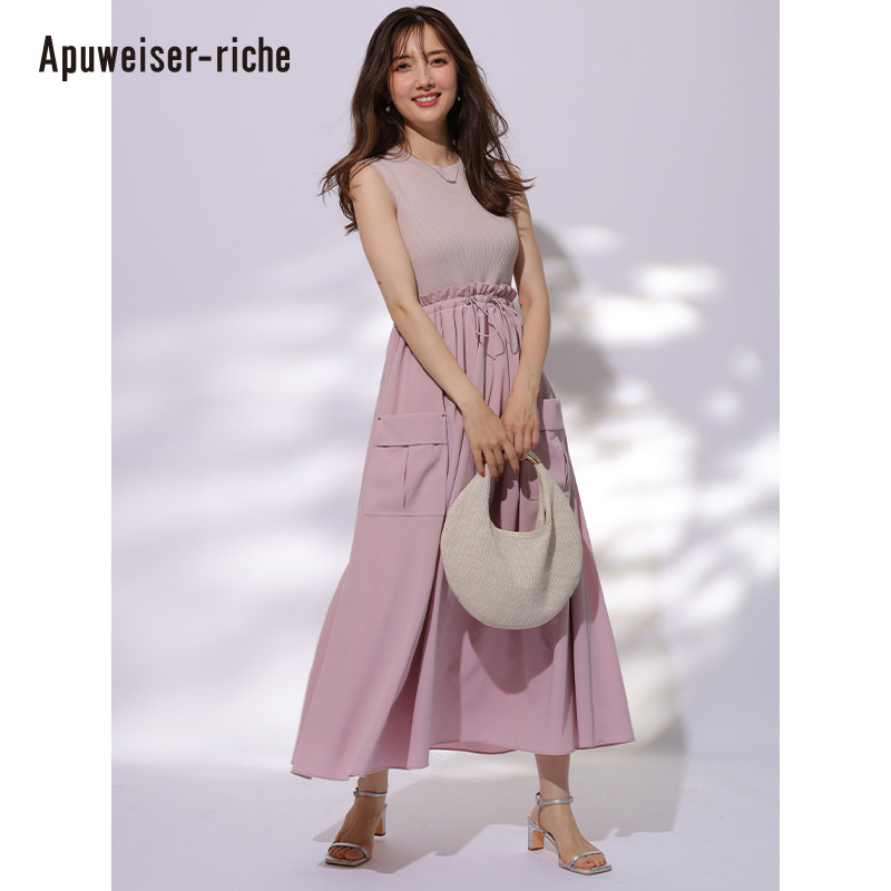 Apuweiser-riche夏季新品 拼接无袖束腰连衣裙 24266900
