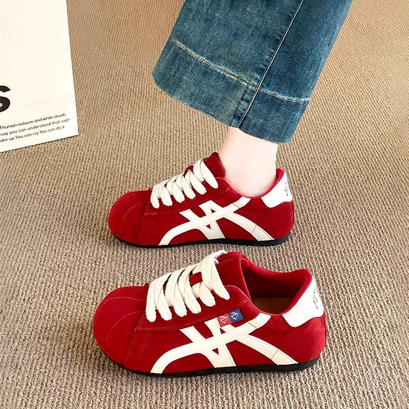 英国DGKP红色德训鞋女款新款春季小个子内增高丑萌休闲运动鞋34码