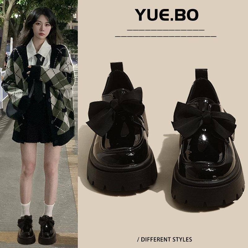 MDCW米兰风小皮鞋女款2026年春季厚底增高黑色配裙子玛丽珍乐福鞋