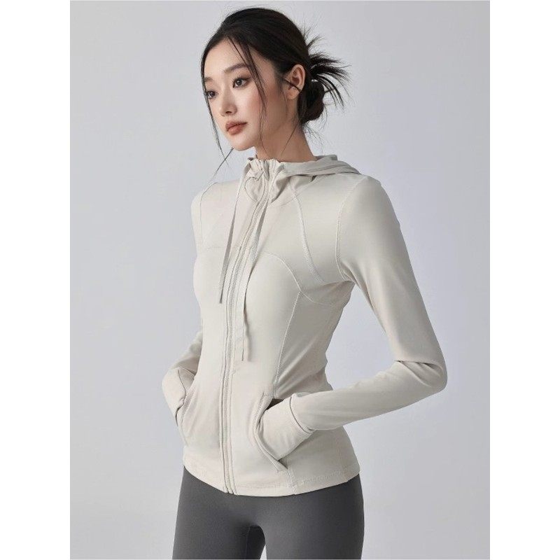 netx Lori连帽运动外套女弹力瑜伽服长袖速干健身跑步修身上衣