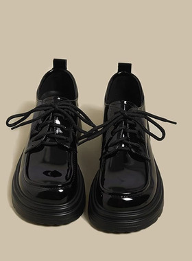 B.L WALKER真皮复古英伦风小皮鞋女2024年春秋新款乐福鞋黑色单鞋