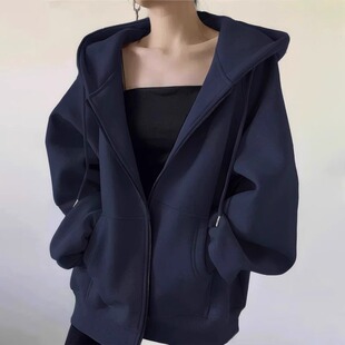 NextLori卫衣外套女春秋2025新款韩系慵懒风拉链冬季加绒加厚上衣