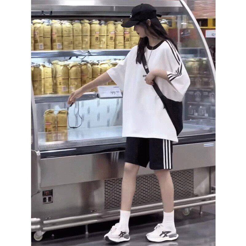 英国DGKP休闲运动套装女夏季学生时尚短袖短裤跑步服两件套