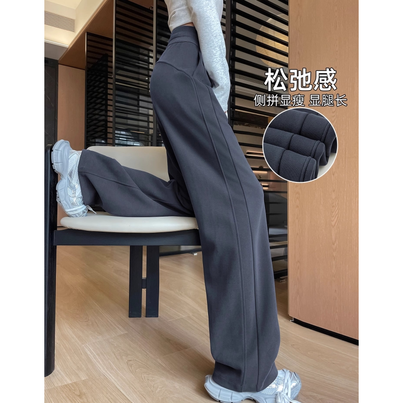 英国DGKP加绒运动裤女秋冬2025小个子高腰显瘦休闲阔腿香蕉卫裤子