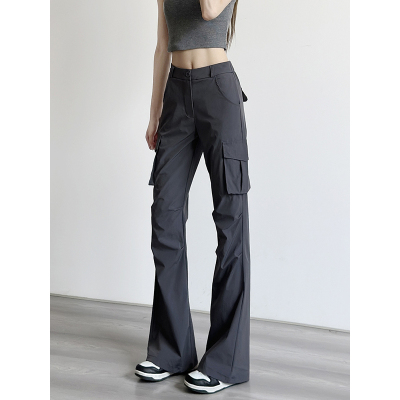 英国DGKP微喇叭工装裤女款春秋美式窄版运动速干降落伞兵喇叭裤子