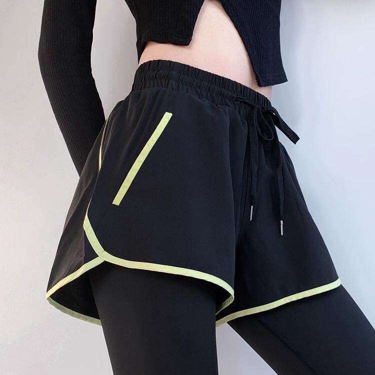 MDCW米兰风春秋假两件健身裤女大码运动裙裤排球羽毛球跑步瑜伽裤