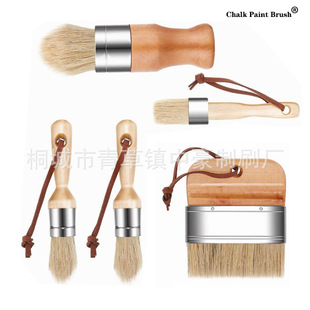 亚马逊热销五件套笔刷圆头刷绘画笔刷桦木榉木纯猪鬃蜡笔绘画刷