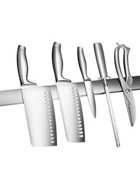 304不锈钢刀架免打孔磁铁刀具收纳架多用途磁吸厨房厨具置物架