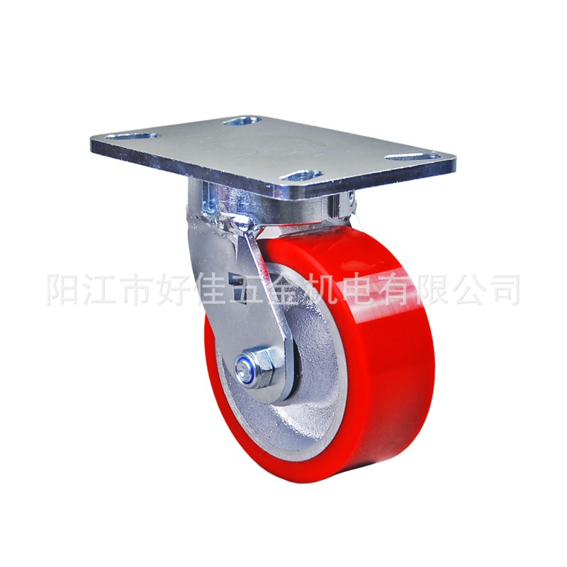 源头工厂产品5X2超重型抗冲击单轴承铁芯聚氨酯(PU)万向脚轮