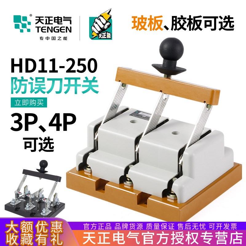 天正HD11-250/38 48B开启防误式隔离闸刀开关3P 4P三线四线380V