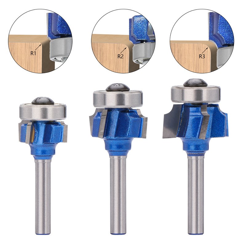 6mm柄1/4柄四刃封边刀圆角刀圆弧修边刀木工圆弧倒角刀雕刻机刀头