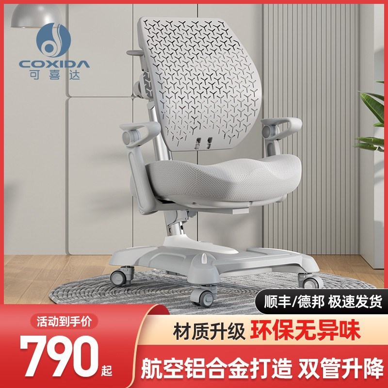 Coxida儿童学习椅追背升级家用小学生椅子带靠枕扶手可升降椅