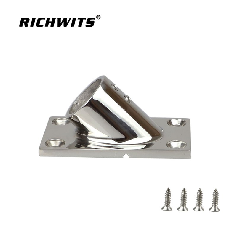 智博金属 316精铸不锈钢45度方管座 船用游艇用五金配件