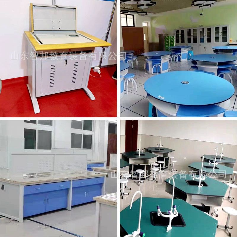 六角钢制微机室八边桌学生机房钢木课桌学校铁皮六边形电脑桌