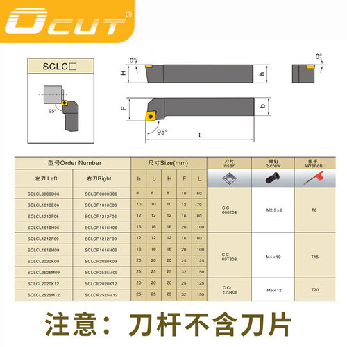 95度外圆车刀杆 SCLCR/L1212H09 2525M12 外径车刀+CCMT06/09刀片