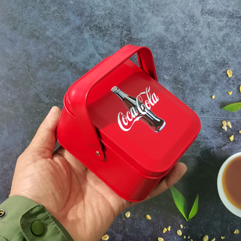 可口可乐迷你收纳铁盒手提篮储物糖果杂物盒首饰饼干礼品盒零食盒
