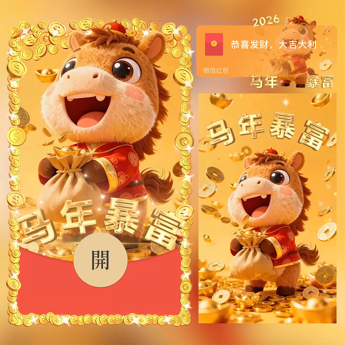 2026马年暴富微信红包封面序列号动态音乐可爱vx烟花春节新年红包,商务/设计服务,平面广告设计,淘宝优惠券,粉丝福利购,淘宝优惠卷