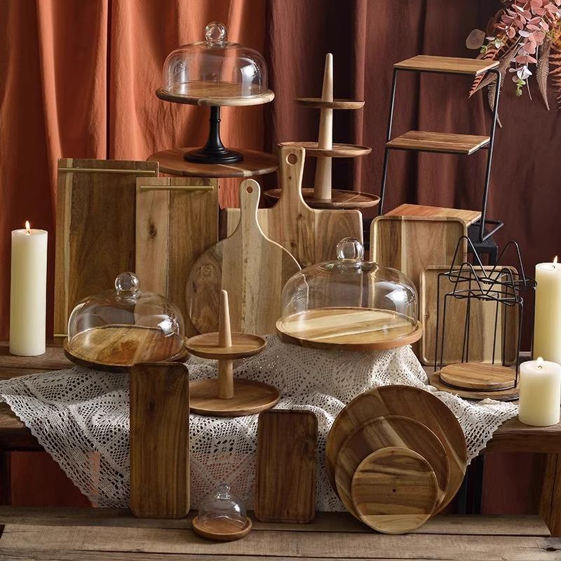 木质甜品台展示架商用高脚蛋糕托 托盘新款中式茶歇摆台订婚糕点