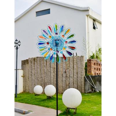 太阳能旋转铁风车庭院阳台花园景观布局室外房屋庭院装饰摆件