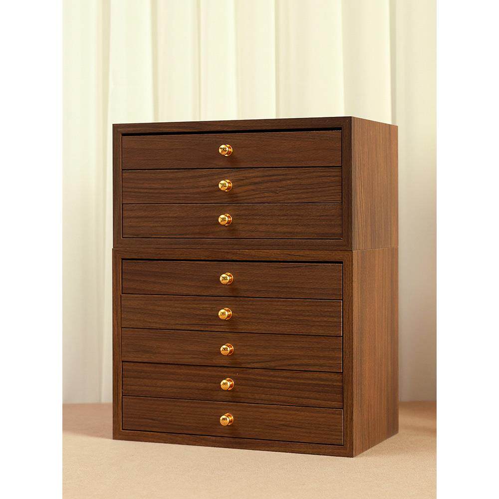 胡桃木首饰收纳盒家用大容量高档精致桌面项炼手饰品珠宝箱抗氧化