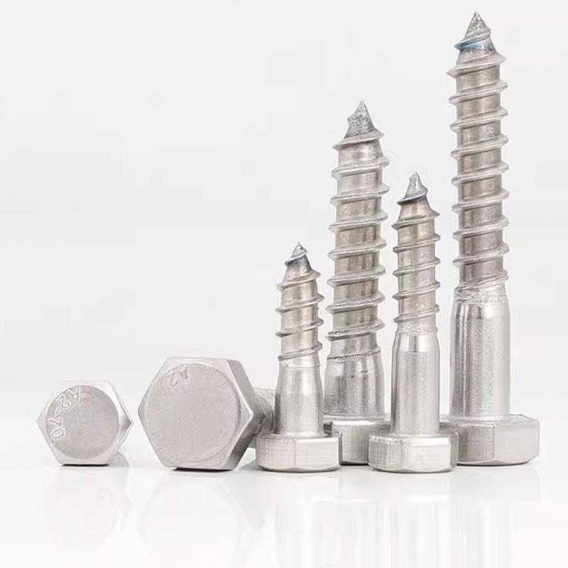 M6M8M10M12 304不锈钢外六角自攻螺丝加长木螺钉螺栓木牙x100x200