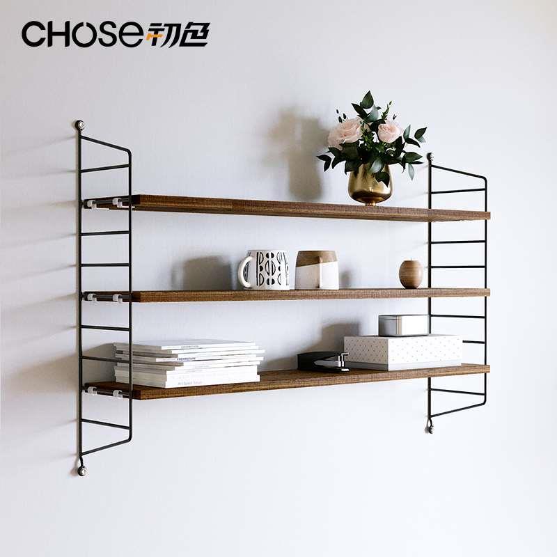 北欧墙上置物架免打孔一字隔板铁艺电视墙面壁挂式卧室搁板书架子