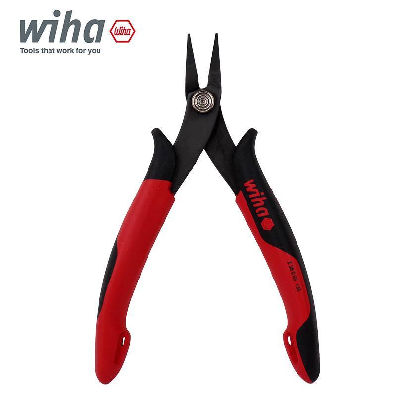 德国wiha威汉电子尖嘴钳进口带弹簧小型平口钳夹持钳子6寸26801