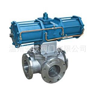 Q644F-16P/16C-DN100/DN80气动电动L型三通球阀 T型三通法兰球阀