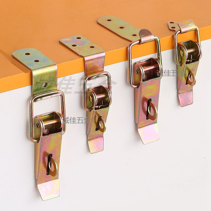 加厚重型90度直角扣弯钩扣平面军工搭扣铁镀彩木箱锁扣长型卡扣