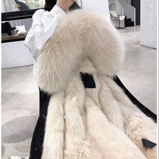 海宁派克服女可拆卸内胆加厚狐狸毛皮毛一体大衣妈妈装仿皮草外套