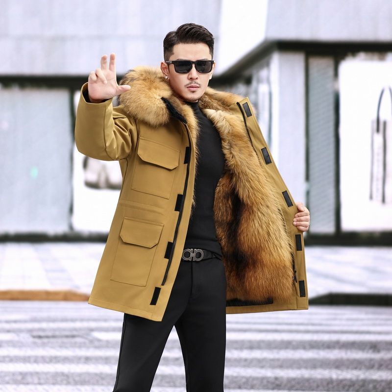 派克服男可拆卸狐狸毛内胆皮草冬