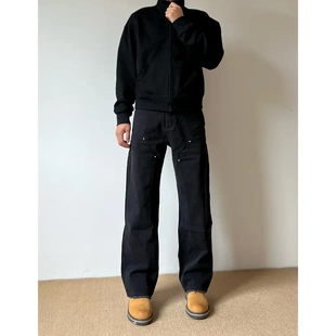 黑熊美式“苔藓绿伐木裤复古男高街vibe工装裤直筒修身牛仔裤0055